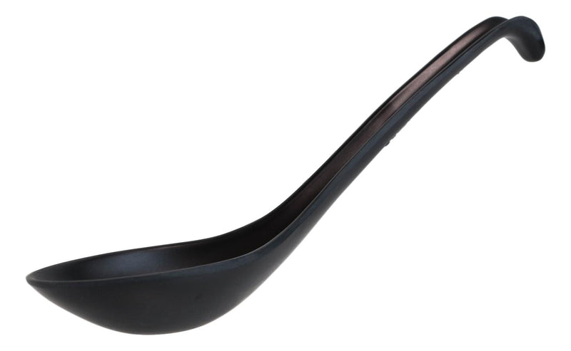 Pack Of 6 Matte Black Melamine Asian Noodle Soup Spoons With Ladle Hook Ends