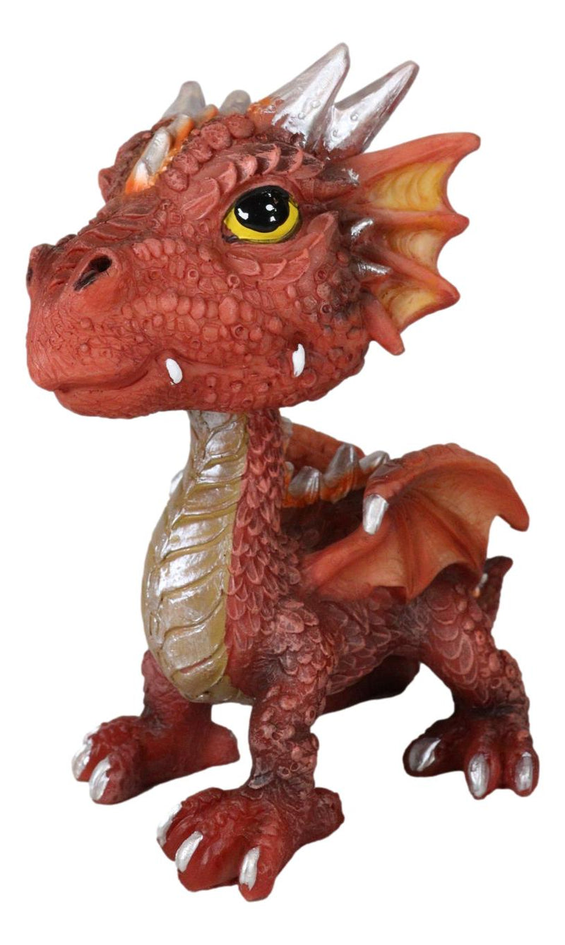 Red Whimsical Wyrmling Dragon With Flutter Wings Decorative Bobblehead Figurine