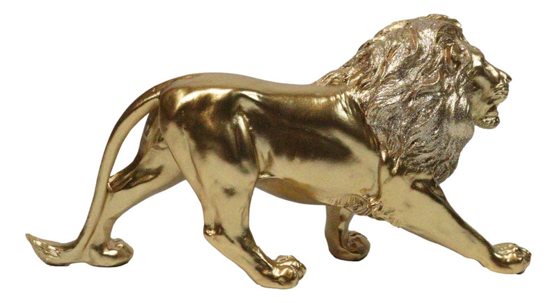 Faux Brass Gold Finish African Safari Prowling Lion King of The Jungle Figurine
