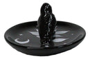 Wicca Gothic Mystic Raven Crow With Crescent Moon Ceramic Trinket Jewelry Dish