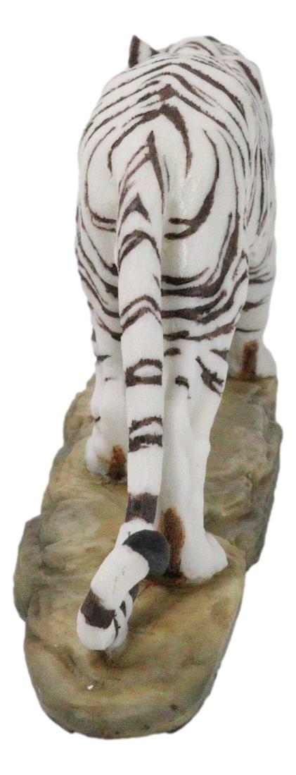 Prowling Fierce Leucistic Winter White Bengal Tiger Figurine 11.25" L