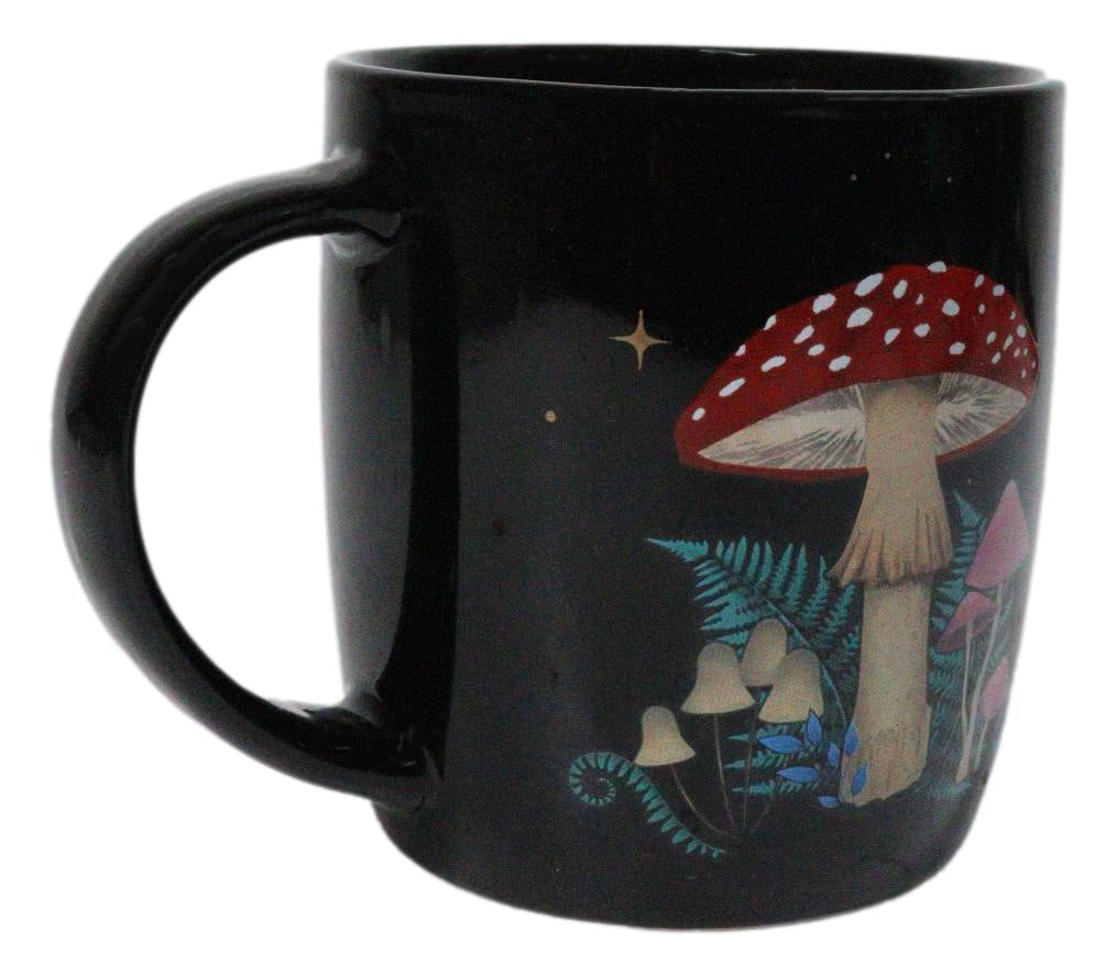 Wiccan Dark Forest Toadstool Mushroom Double Wall Ceramic Coffee Mug 13 Oz