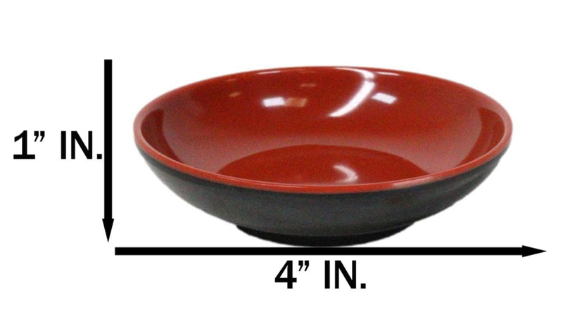 Pack Of 10 Red And Black Melamine Dipping Sauce Or Condiment Round Dishes 4"D