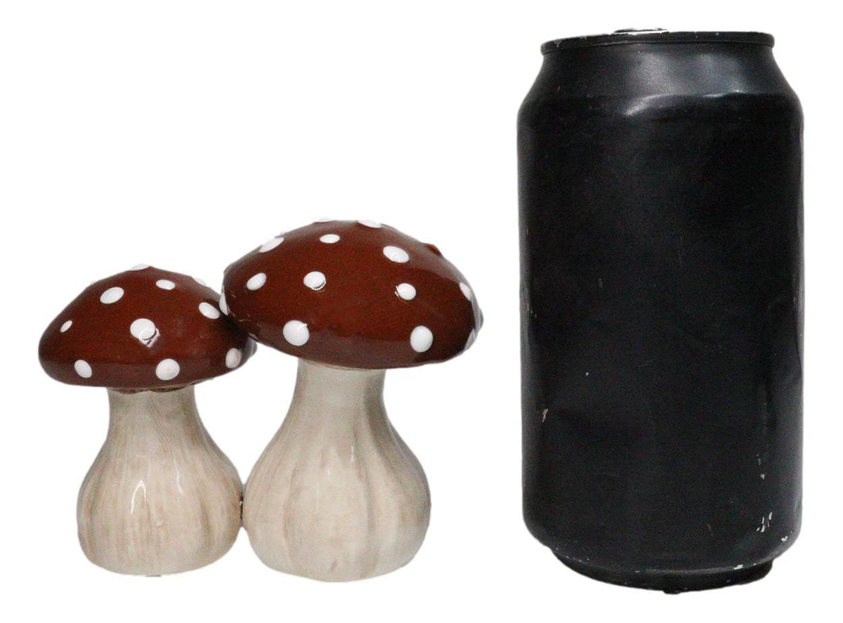 Wild Red With White Polkadots Toadstool Mushrooms Fungi Salt And Pepper Shakers