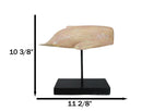 Nautical Marine Contemporary Sperm Whale Fish Faux Wood Sculpture On Pole Stand