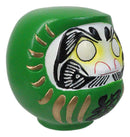 Green Talisman of Vitality Japanese Zen Daruma Figurine With Unpainted Eyes