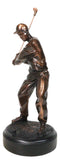 Pro Golfer Swinging Golf Club Bronze Electroplated Figurine With Pedestal 11"H