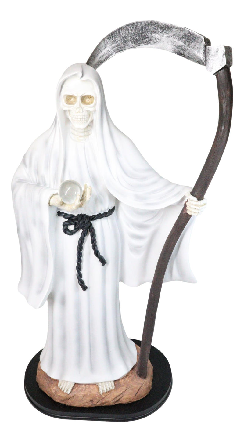 Large 2 Feet Tall Holy Death Santa Muerte Holding Scythe In White Robe Statue