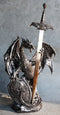Coat Of Arms Knight Dragon With Heraldry Shield And Sword Letter Opener Figurine