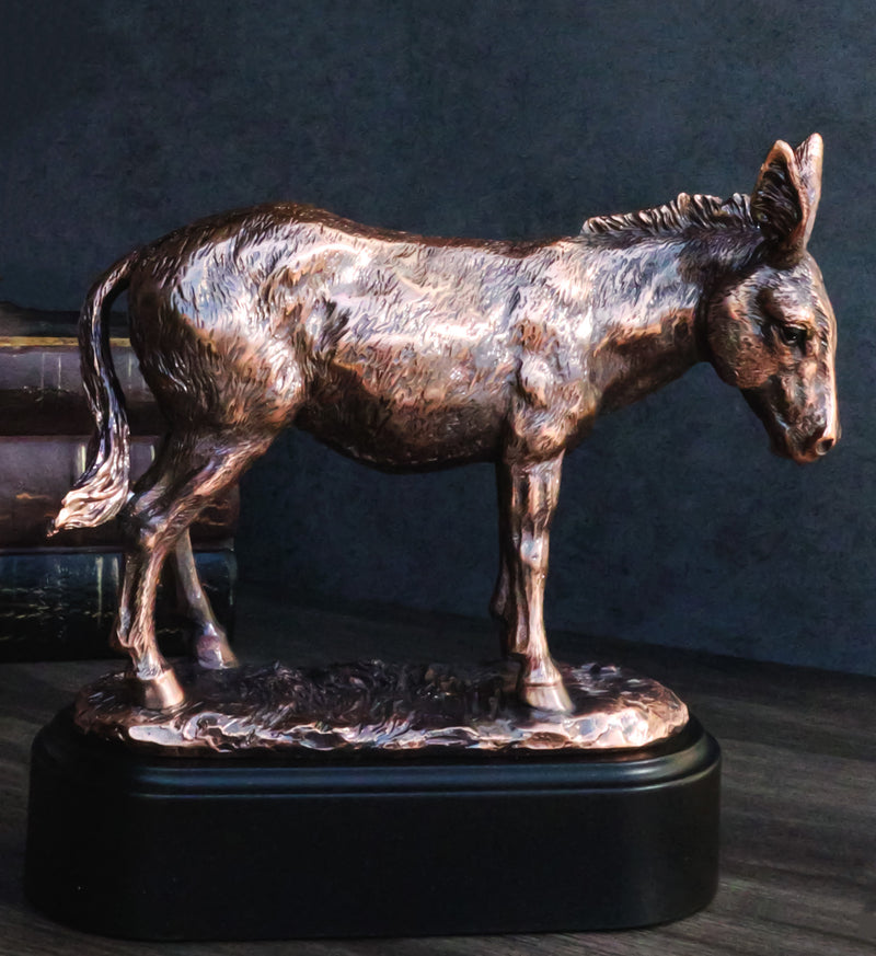 Rustic Western Farmhouse Ass Donkey Mule Electroplated Bronze Resin Figurine