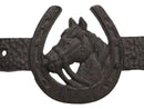 Rustic Western Horse Head With 3 Horseshoes Lucky Charm Double Wall Coat Hook
