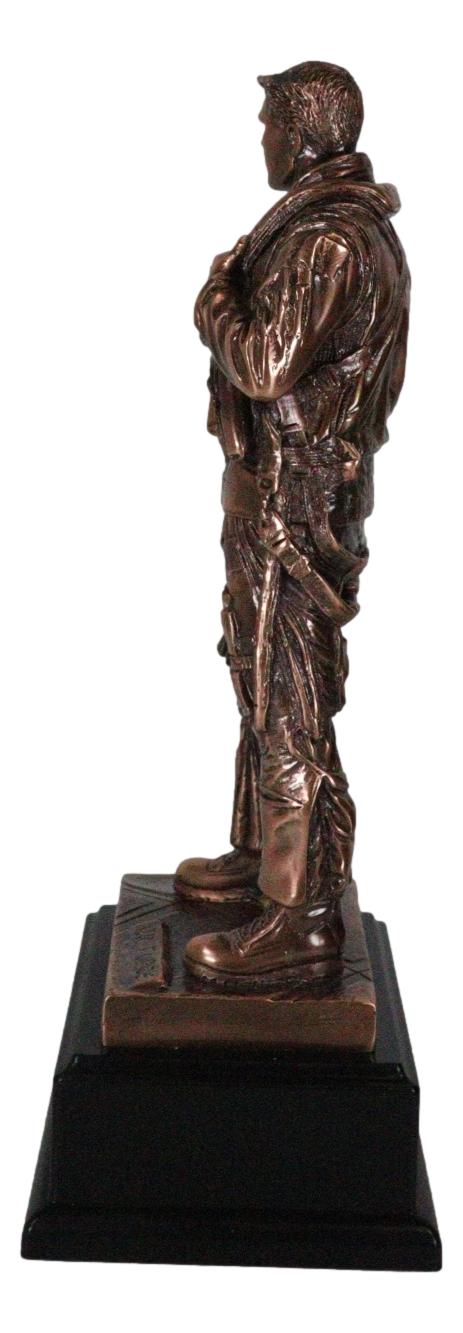 Air Force Airman Aircraft Carrier Fighter Jet Pilot Bronzed Statue With Base 11"