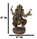 Hindu Supreme God Dancing Nritya Ganesha On Lotus Statue 8"H Patron Of The Arts