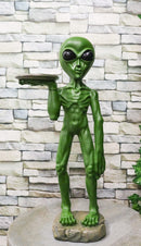 Bizarre Green ET Roswell UFO Alien Butler at Your Service Dish Stand Statue 25"H