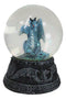 Mythical Quicksilver Blue Dragon Water Globe Figurine With Glitters 4.25"H