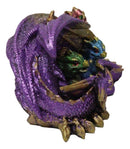 Magic Purple Mother Dragon Protecting Her Colorful Hatchling Babies Figurine
