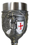 Medieval Templar Crusader Knight Suit of Armor On Horse Wine Goblet Chalice Cup
