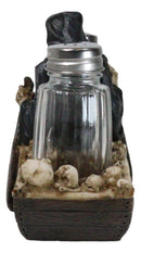 Grim Reaper Charon Skeleton Rowing Boat In River Styx Salt Pepper Shakers Holder