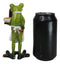 Green Toad Frog Butler Waiter With Wine Glass Bottle And Bread Tray Figurine 6"H