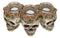 Gothic Skulls With Pink Roses Laurel Triple Votive Tea Light Candles Holder