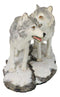 Winter Woodlands Moon Twilight Romance Arctic Snow Wolf Couple Figurine 11.5"L