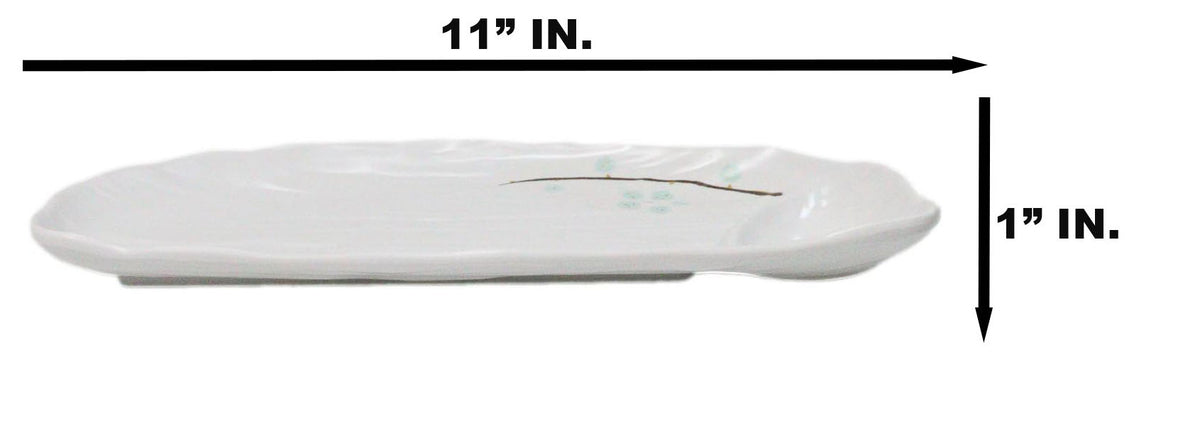 Set Of 6 Yukino Hana Snow Melamine Half Moon Partitioned Sushi Plate Platters