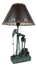 Rustic Western Nodding Donkey Pumpjack Oil Derrick Rig Sculptural Table Lamp