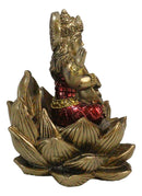 Hindu Deity Goddess Saraswati With Veena Guitar On Lotus Flower Mini Figurine