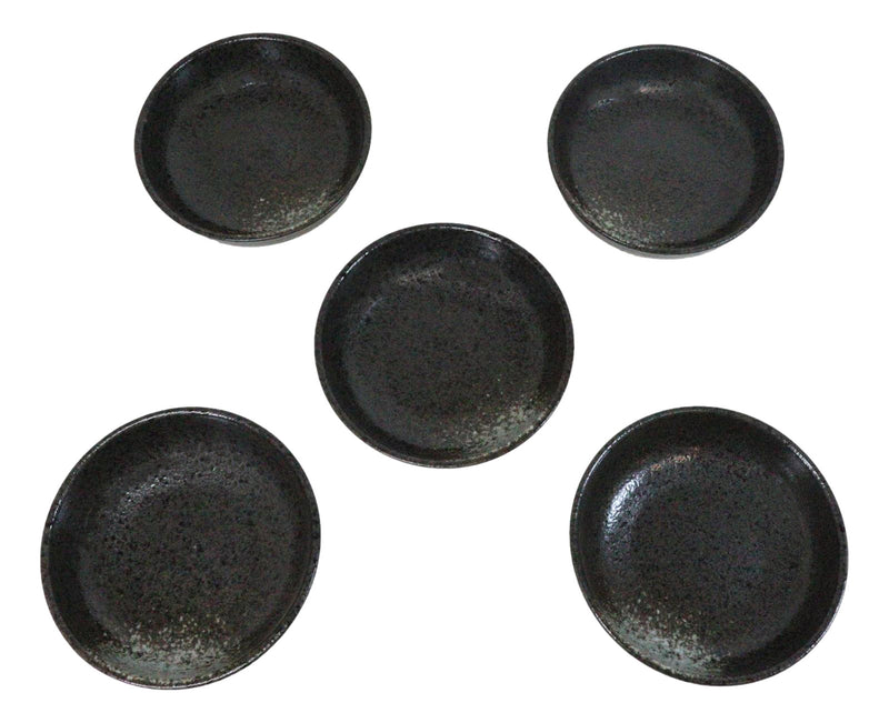 Pack Of 5 Charcoal Grey Tone Hakumu Collection Shallow Bowl Or Deep Plates 10oz