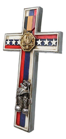 Western Patriotic American Flag Fallen Soldier Army Eagle Medal Wall Cross Decor