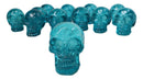 Set Of 12 Blue Translucent Witching Hour Gazing Skull Miniature Figurines 2.5"L