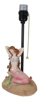 Venus Making Up Marine Sea Siren Mermaid With Pink Tail And Red Hair Table Lamp