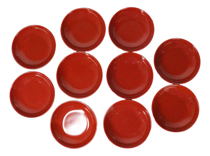 Pack Of 10 Red And Black Melamine Dipping Sauce Or Condiment Round Dishes 4"D