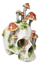 Large Day Of The Dead Toadstool Mushrooms And Moss Fungi Skull Figurine 11.5"H