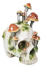 Large Day Of The Dead Toadstool Mushrooms And Moss Fungi Skull Figurine 11.5"H