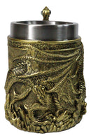 Large Golden Dragon Mug with Jeweled Sword Handle Medieval Fantasy Tankard 20oz