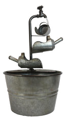 Galvanized Metal Rustic 3 Tier Shovels Cascading Basin Electric Water Fountain
