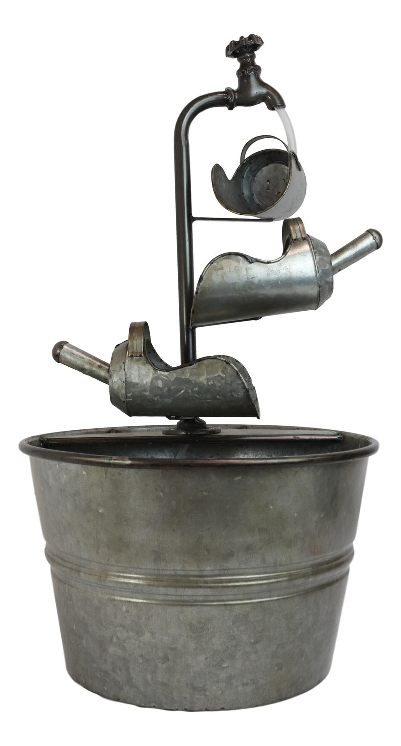 Galvanized Metal Rustic 3 Tier Shovels Cascading Basin Electric Water Fountain
