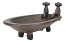 Cast Iron Rustic Bronze Bathtub With 2 Spouts Miniature Jewelry Dish Tray 6"L