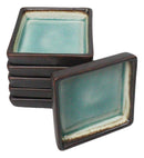 Set Of 6 Midori Kannyu Crackle Green Ceramic Square Condiment Sauce Dishes 2oz