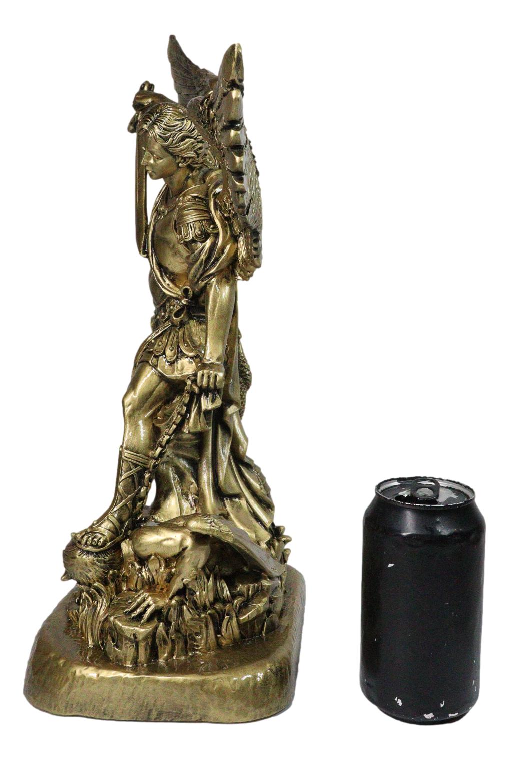 Made in Italy Archangel Saint Michael Trampling Satan With Sword Statue 16"H - Ebros Gift