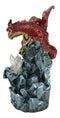 Fantasy Red And Gold Geode Dragon Perching On Crystal Rock Cavern Small Figurine
