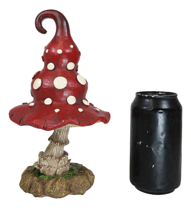 Enchanted Fairy Garden Red White Spotted Crooked Toadstool Mushroom Figurine 9"H