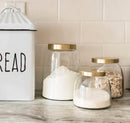 Set of 3 Clear Glass Canister Make Up Seashells Sand Storage Jars With Gold Lids