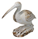 Nautical Marine Roosting Scarlet Ibis Distressed Faux Wood Finish Figurine