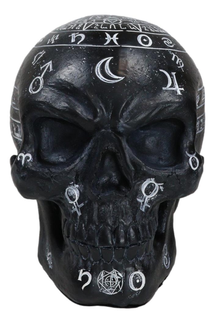 Gothic Wicca Black Mystic Arts Planetarium Zodiac Celestial Ancient Symbols Skull Figurine