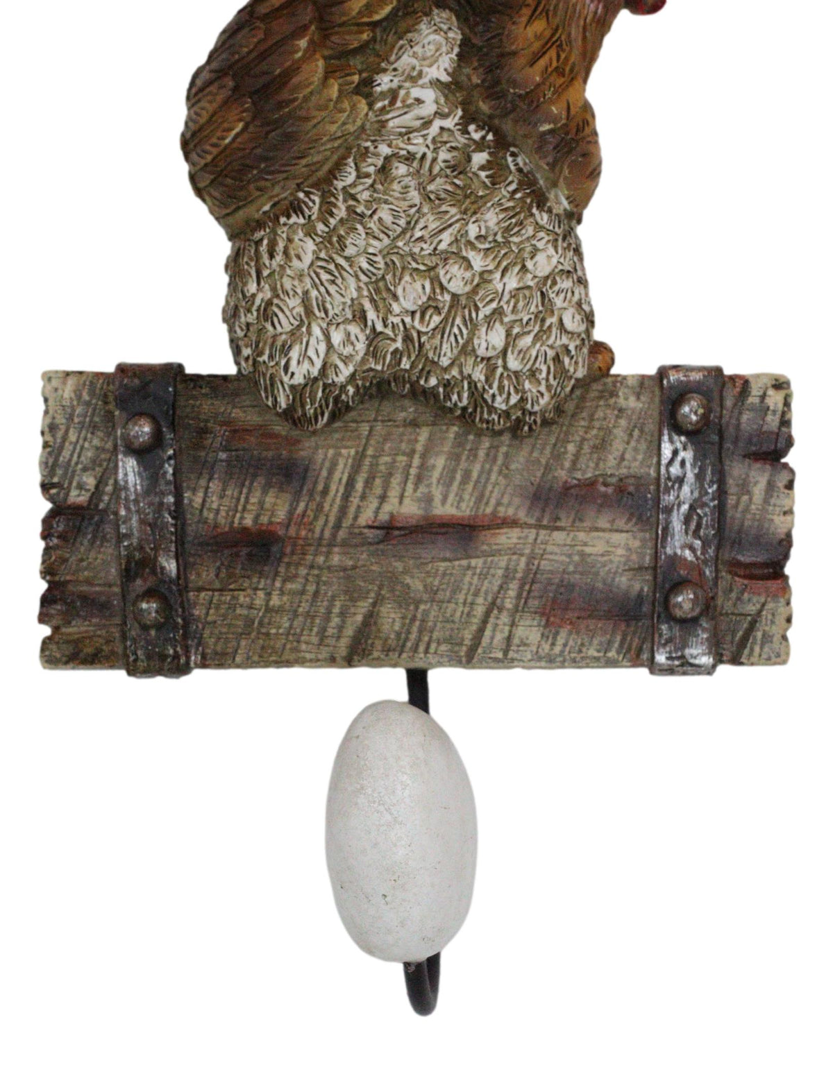 Rustic Country Farm Barn Chicken Hen Perched On Wood Plank Laying Egg Wall Hook