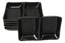 Pack Of 6 Ceramic Black Kokuyo Soy Sauce Or Condiment Dishes Double Partition