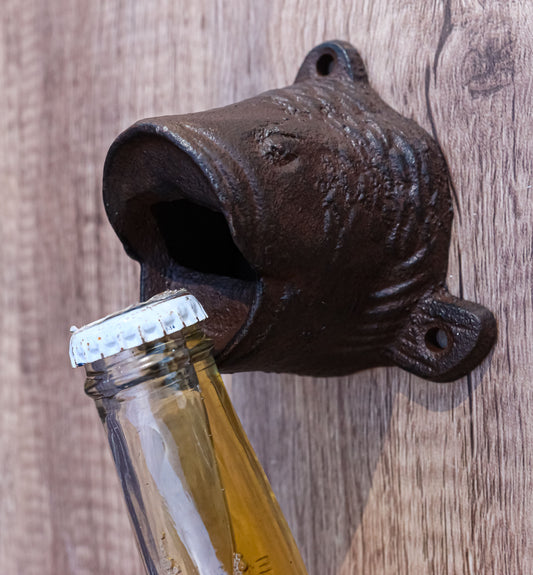 Cast Iron Rustic Bronze Nautical Marine Angler Fish Wall Beer Bottle Cap Opener - Ebros Gift