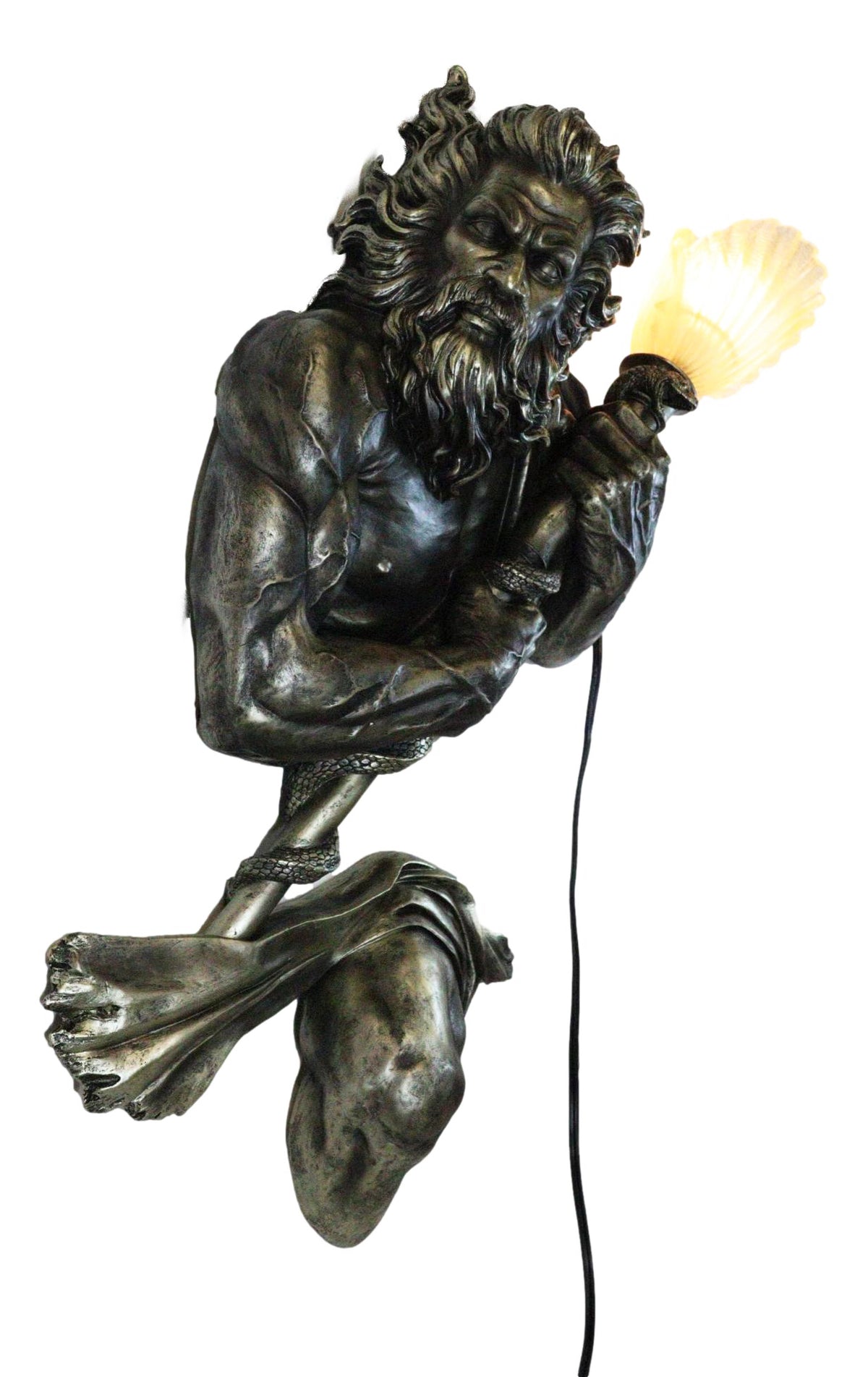 Ebros Gift Ocean Tremor Neptune Poseidon Greek God LED Wall Lamp 28.5" H